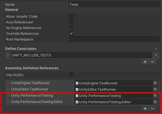 Add PerformanceTesting assemblies